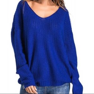 Women’s knit Hollow knit V-neck blouse pullover